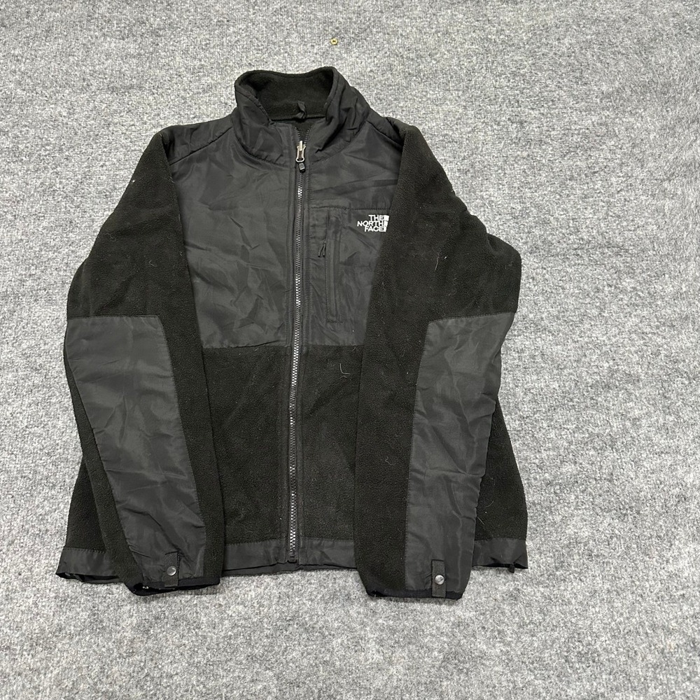 The North Face Fleece Jacket Womens Size M Black Denali Full Zip Nylon Overlay